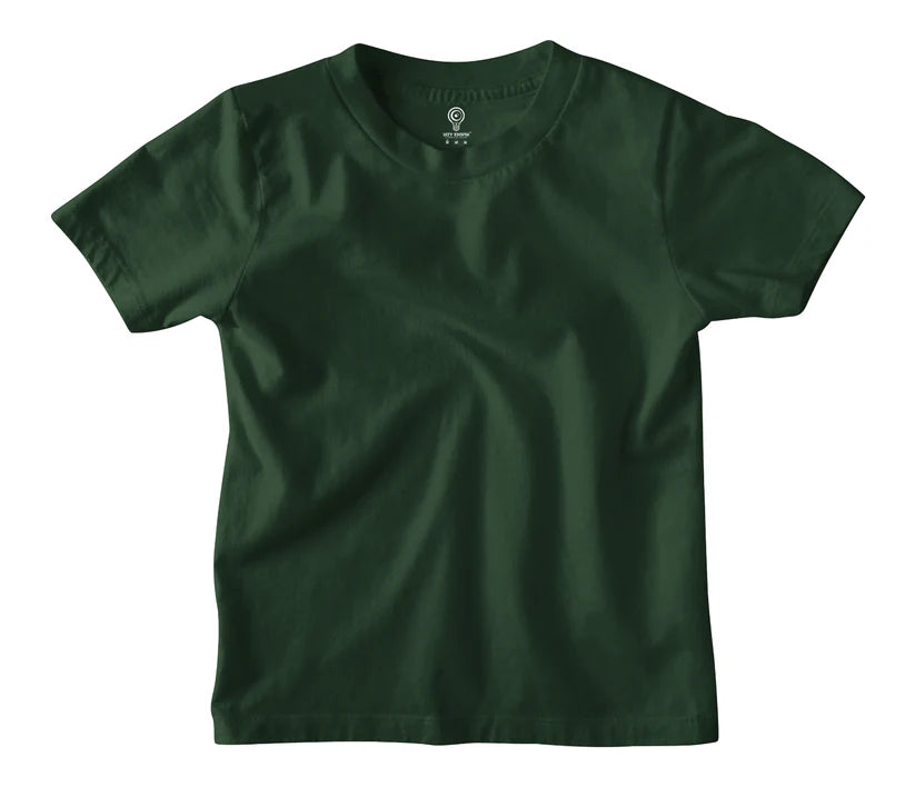 Bottle Green Plain T-Shirt for kids