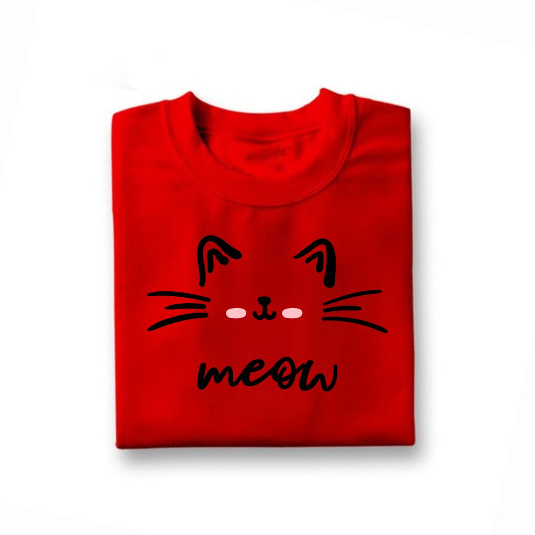 Meow Printed T-Shirt For Kids