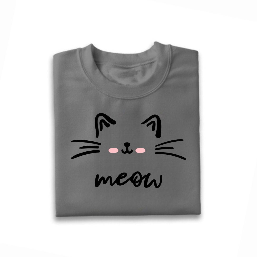 Meow Printed T-Shirt For Kids