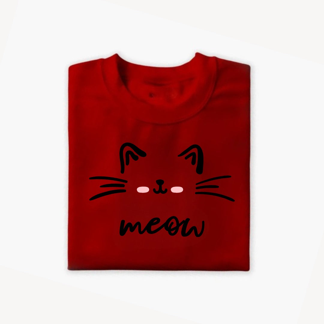 Meow Printed T-Shirt For Kids