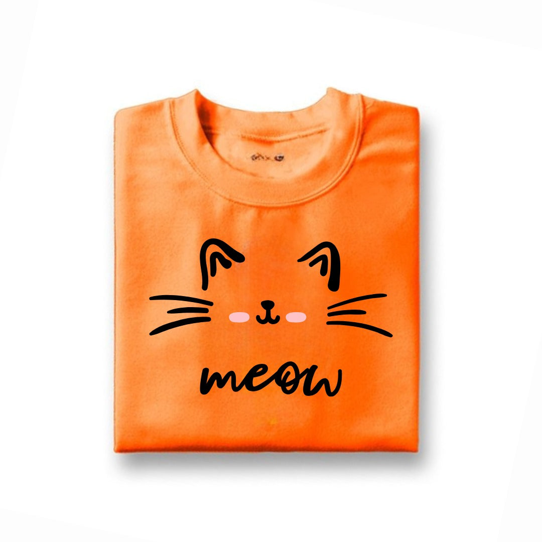 Meow Printed T-Shirt For Kids