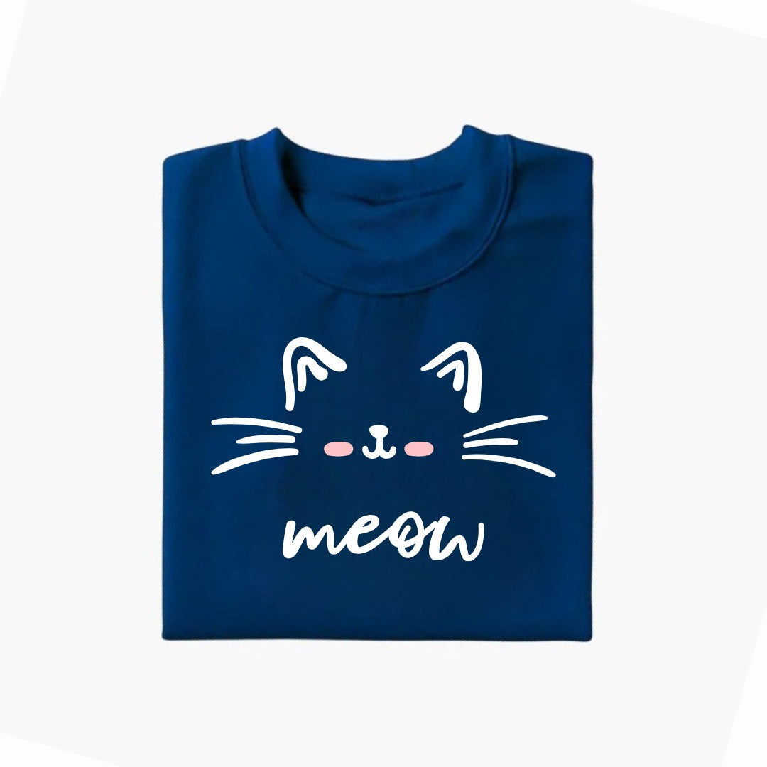 Meow Printed T-Shirt For Kids