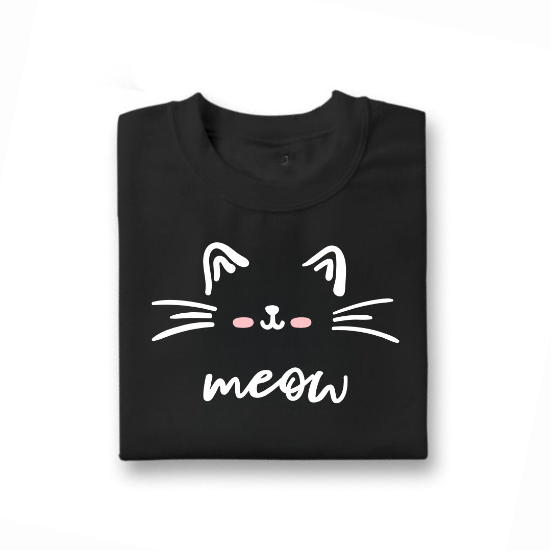 Meow Printed T-Shirt For Kids