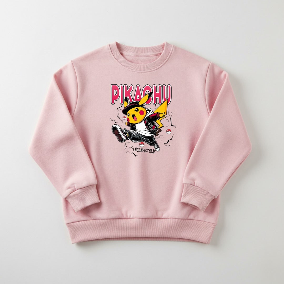 Pink Pikachu Printed Sweatshirt For Women