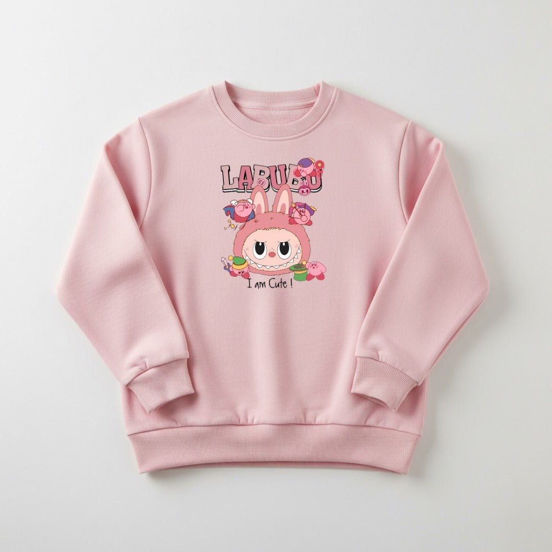 Pink Labubu Printed Sweatshirt For Women
