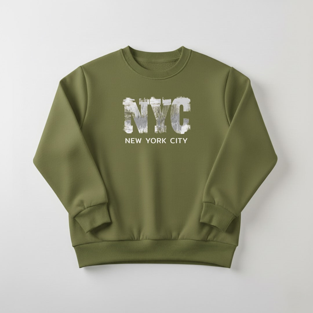 Green NYC Printed Sweatshirt For Women