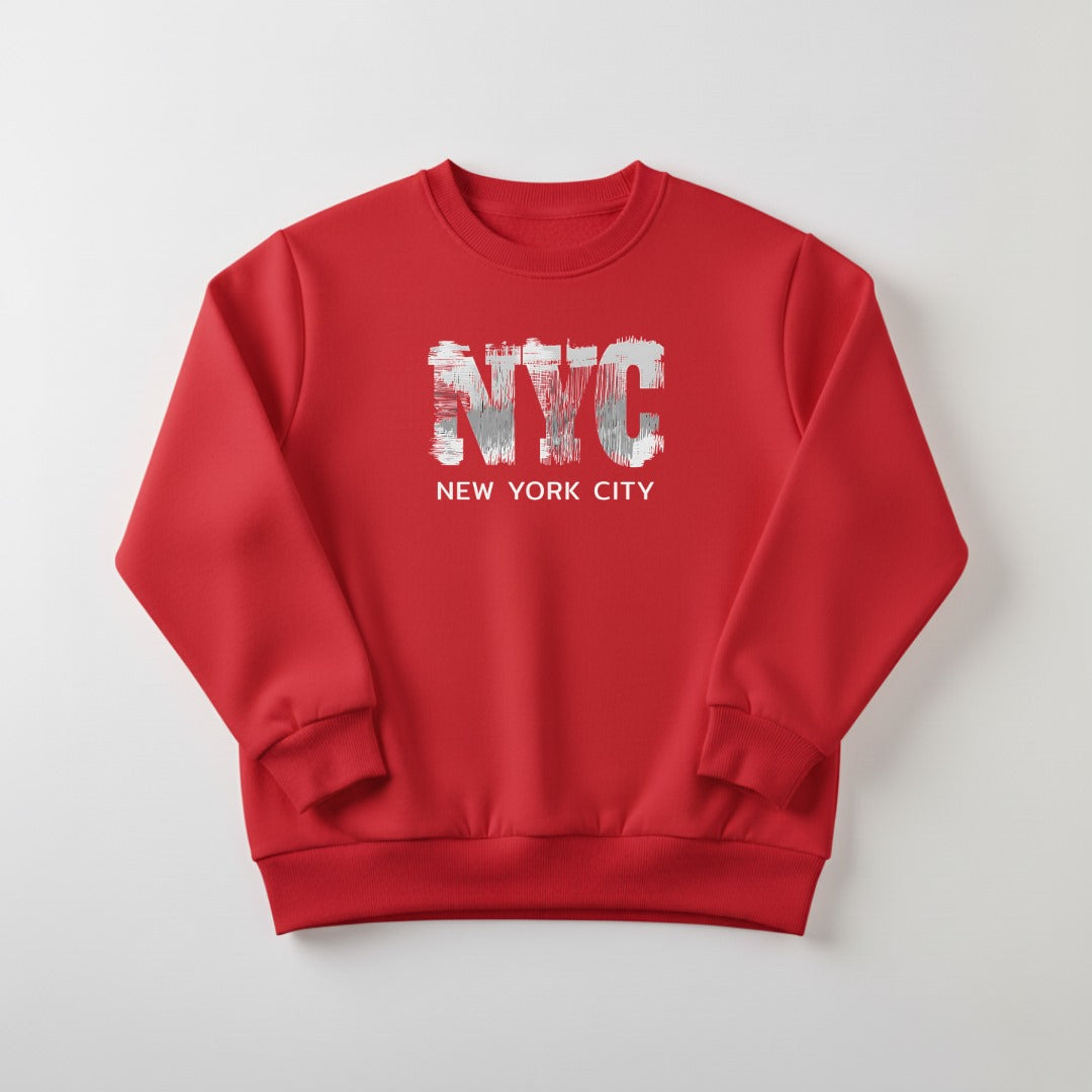 Red NYC Printed Sweatshirt For Women