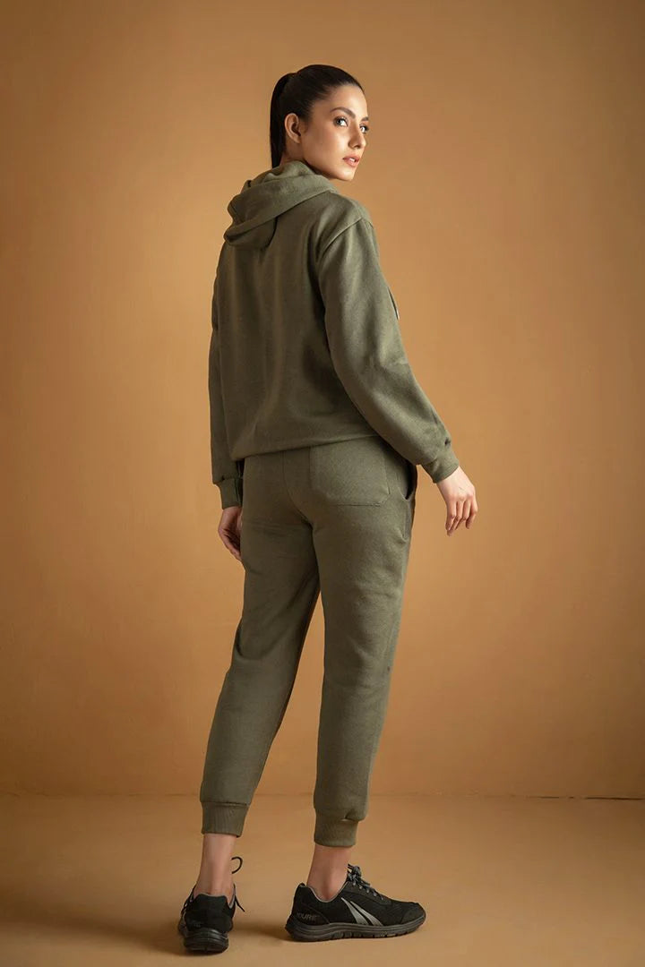 9T9 Olive Green Tracksuit with warm hoodie and pant