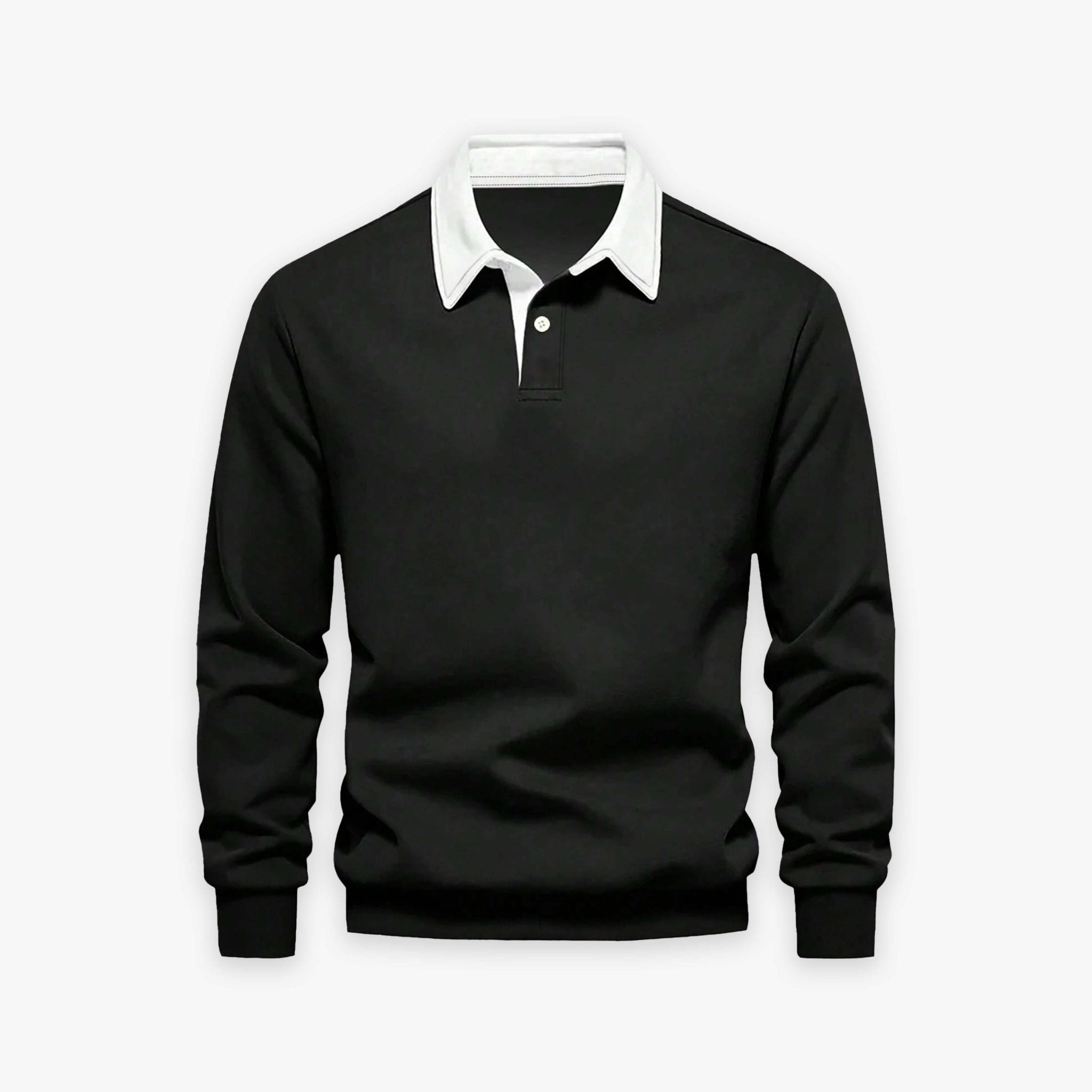 Black with white Collar Fleece Polo For men