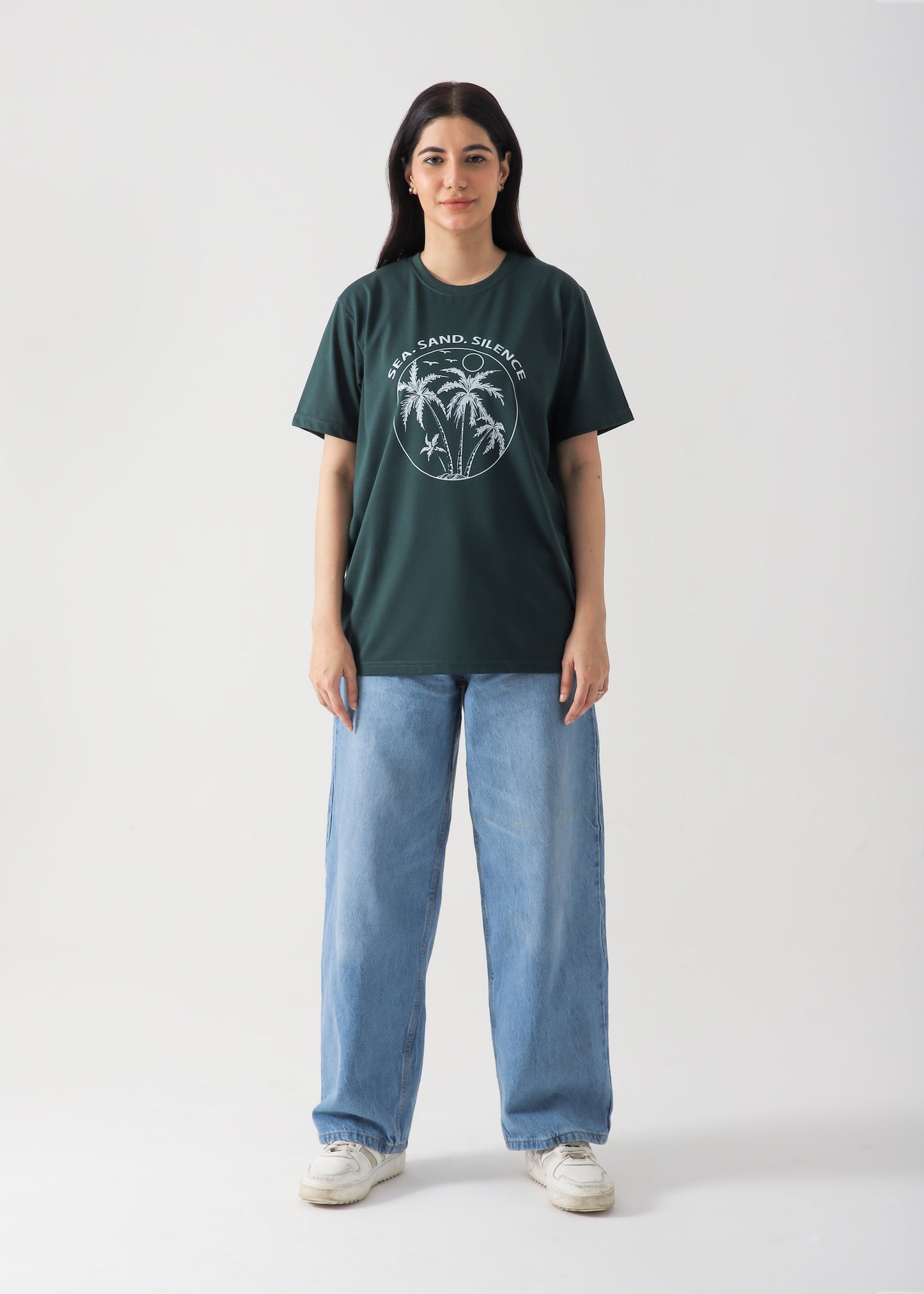 Sea.Sand.Silence Printed T-Shirt-Bottle Green