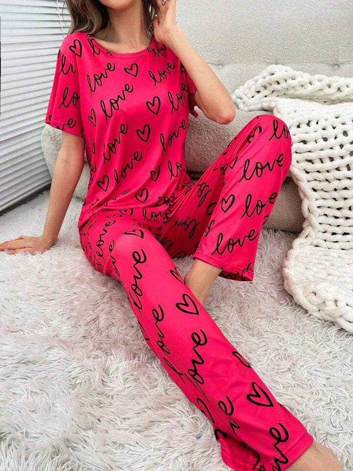Atishi love heart printed Pj set