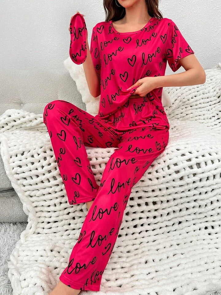 Atishi love heart printed Pj set