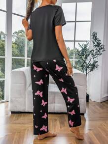 Butterfly Heart printed Pj suit