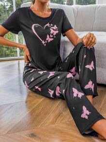 Butterfly Heart printed Pj suit