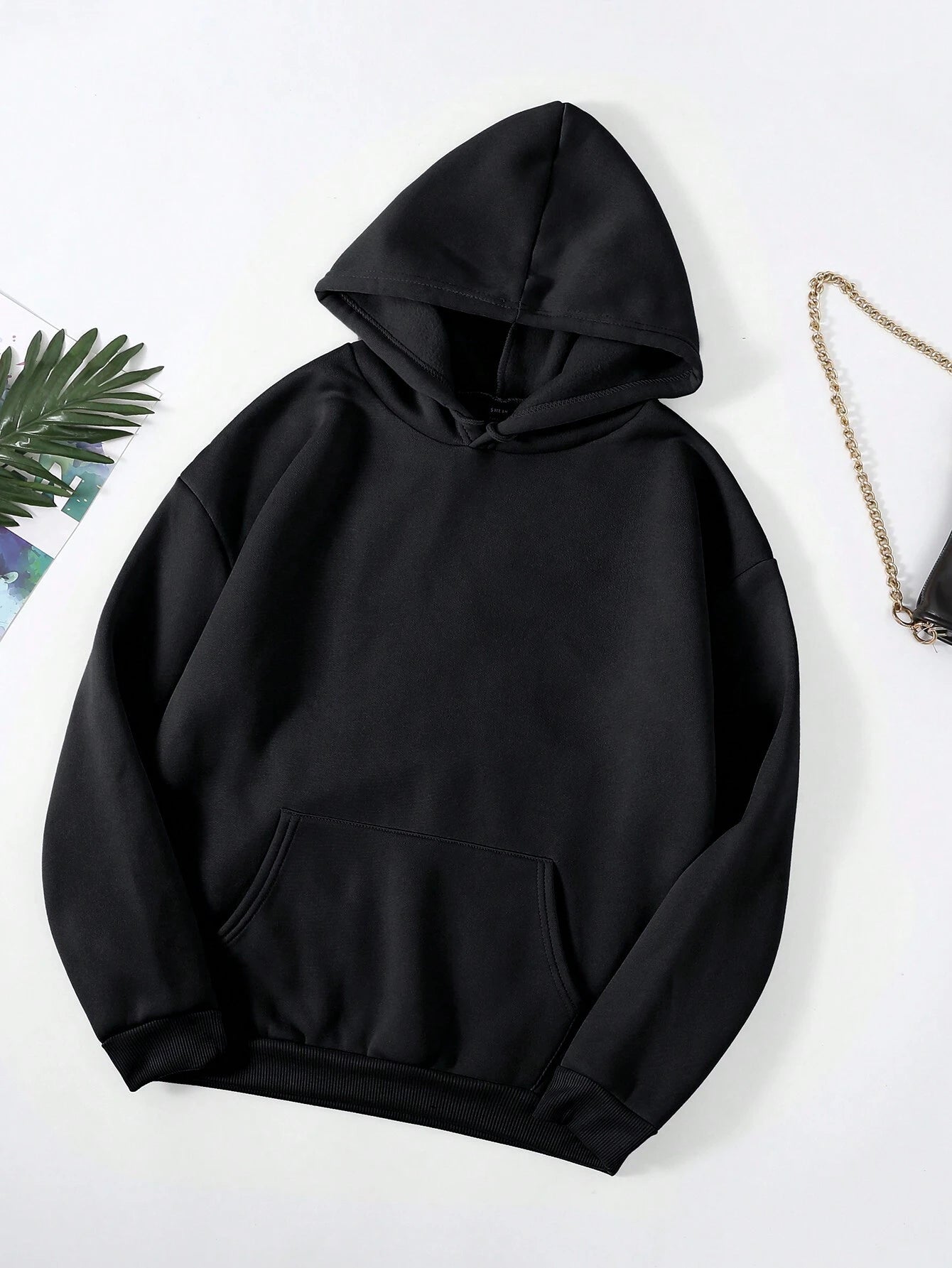 Black Plain Hoodie