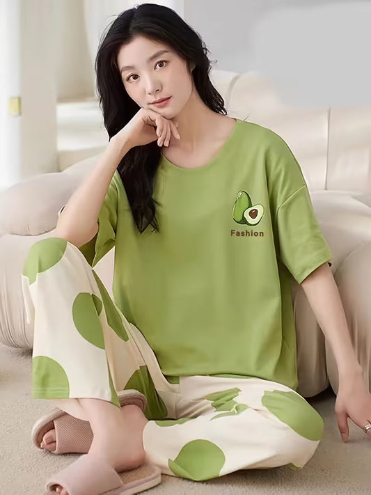 Green Avacado  Printed Pj set