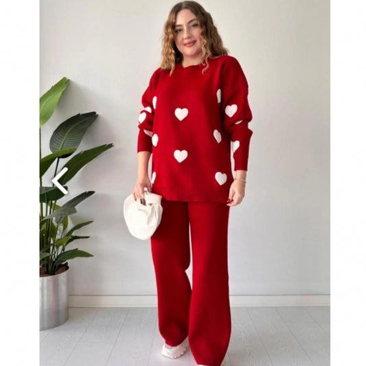 9T9  Maroon Heart Printed 2 PC Co-Ord Set
