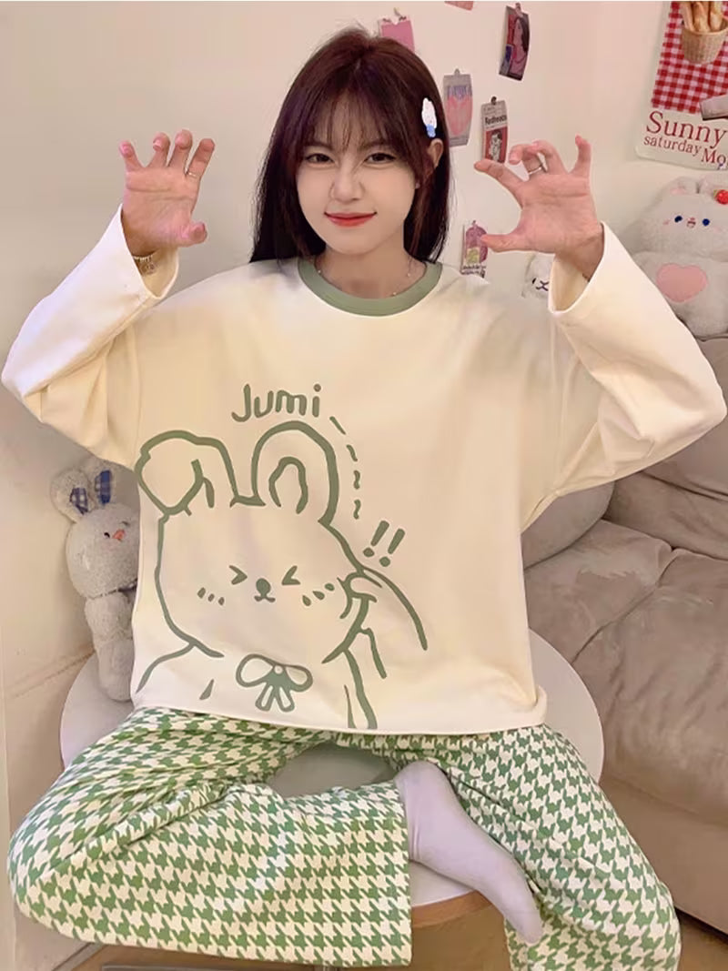 Korean Shy Bunny Printed Pj Set
