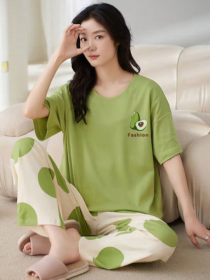 Green Avacado  Printed Pj set