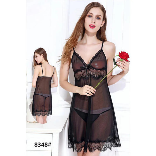 9T9 Ariella Transparent Short Lingerie Black