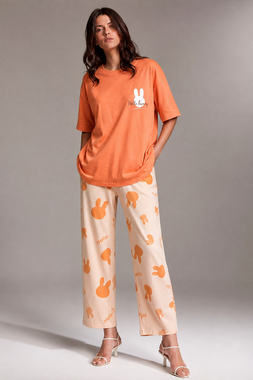 Cute Bunny Printed Pj set