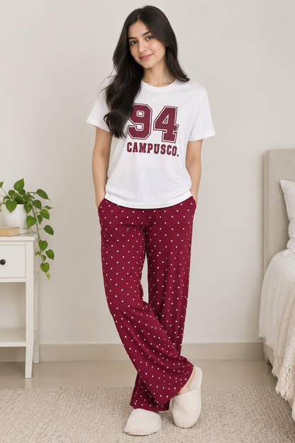 Campus Nights Printed Pj set