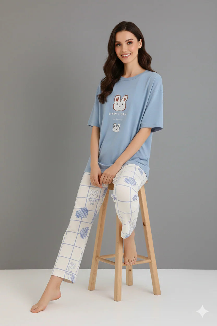 Pj Rabbit Blue Rabbit Printed Pj set – 9t9 Styles