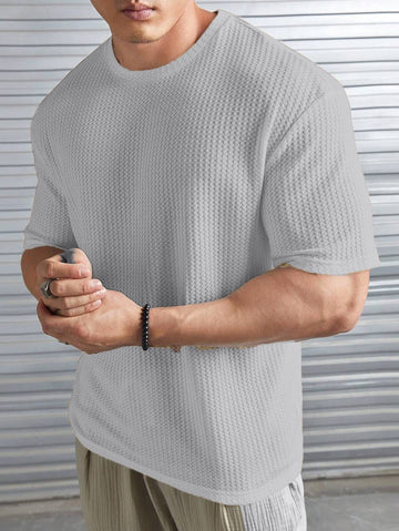 9t9 Grey Premium Oversized Waffle Knitted Tee