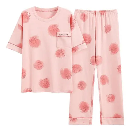 Pink Cherry Blossom Printed pj set