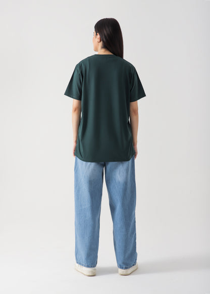 Sea.Sand.Silence Printed T-Shirt-Bottle Green