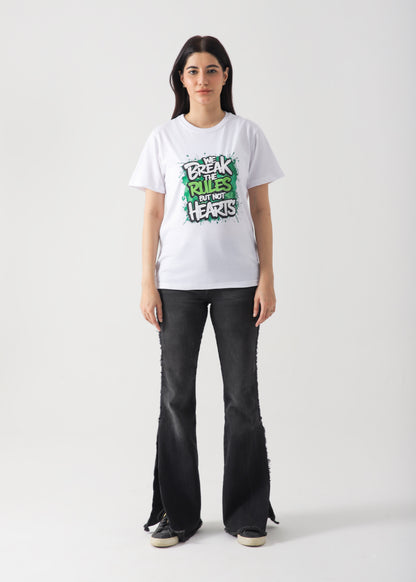 Break The Rules Printed T-Shirt - White