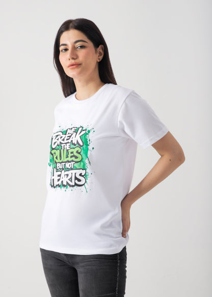 Break The Rules Printed T-Shirt - White
