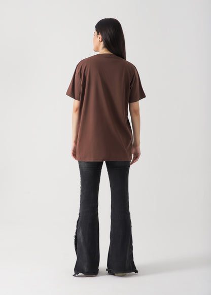 Sweet But Psycho Printed T-Shirt - Brown