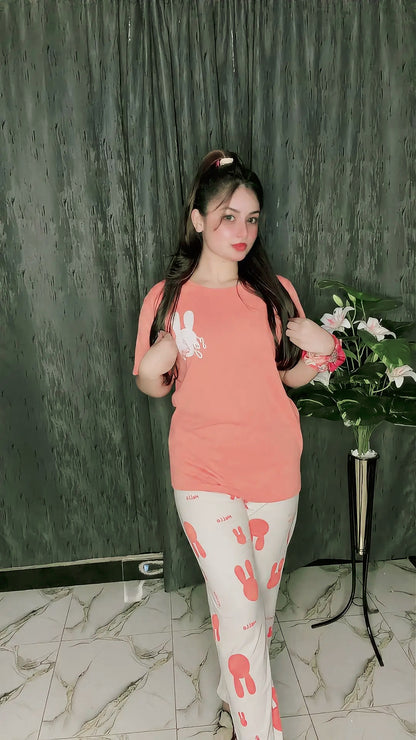 Cute Bunny Printed Pj set