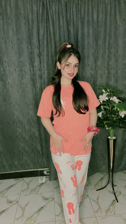 Cute Bunny Printed Pj set