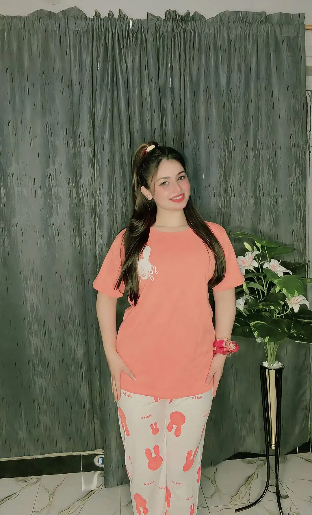 Cute Bunny Printed Pj set