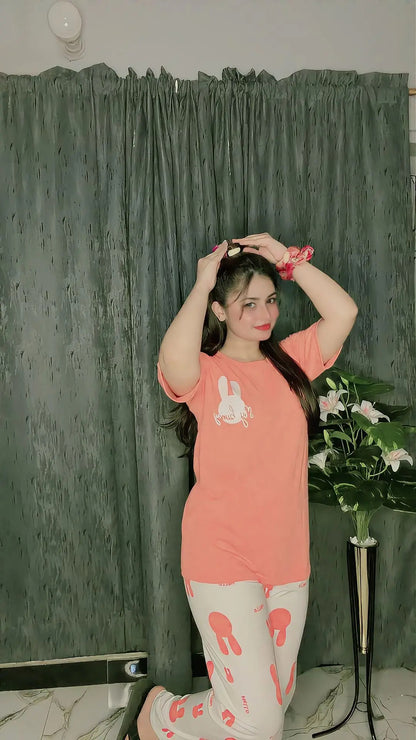 Cute Bunny Printed Pj set