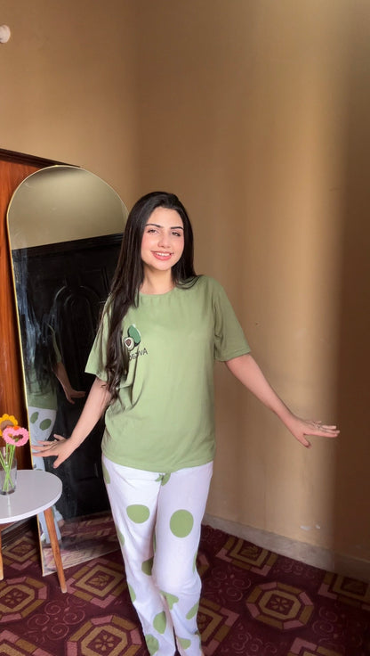 Green Avacado  Printed Pj set