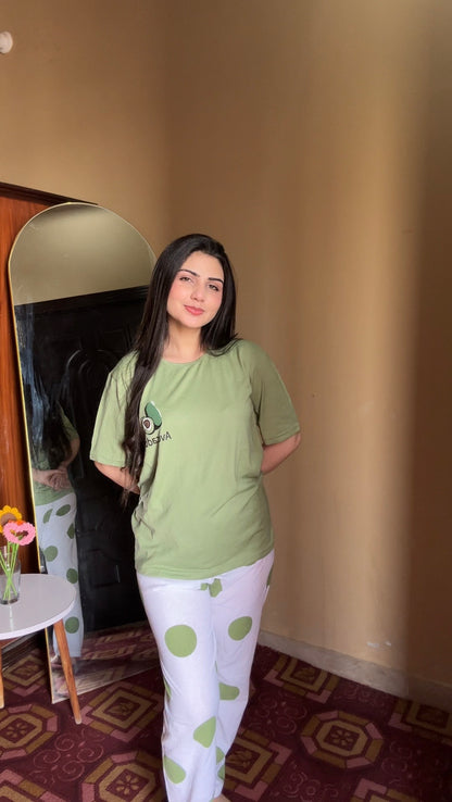 Green Avacado  Printed Pj set