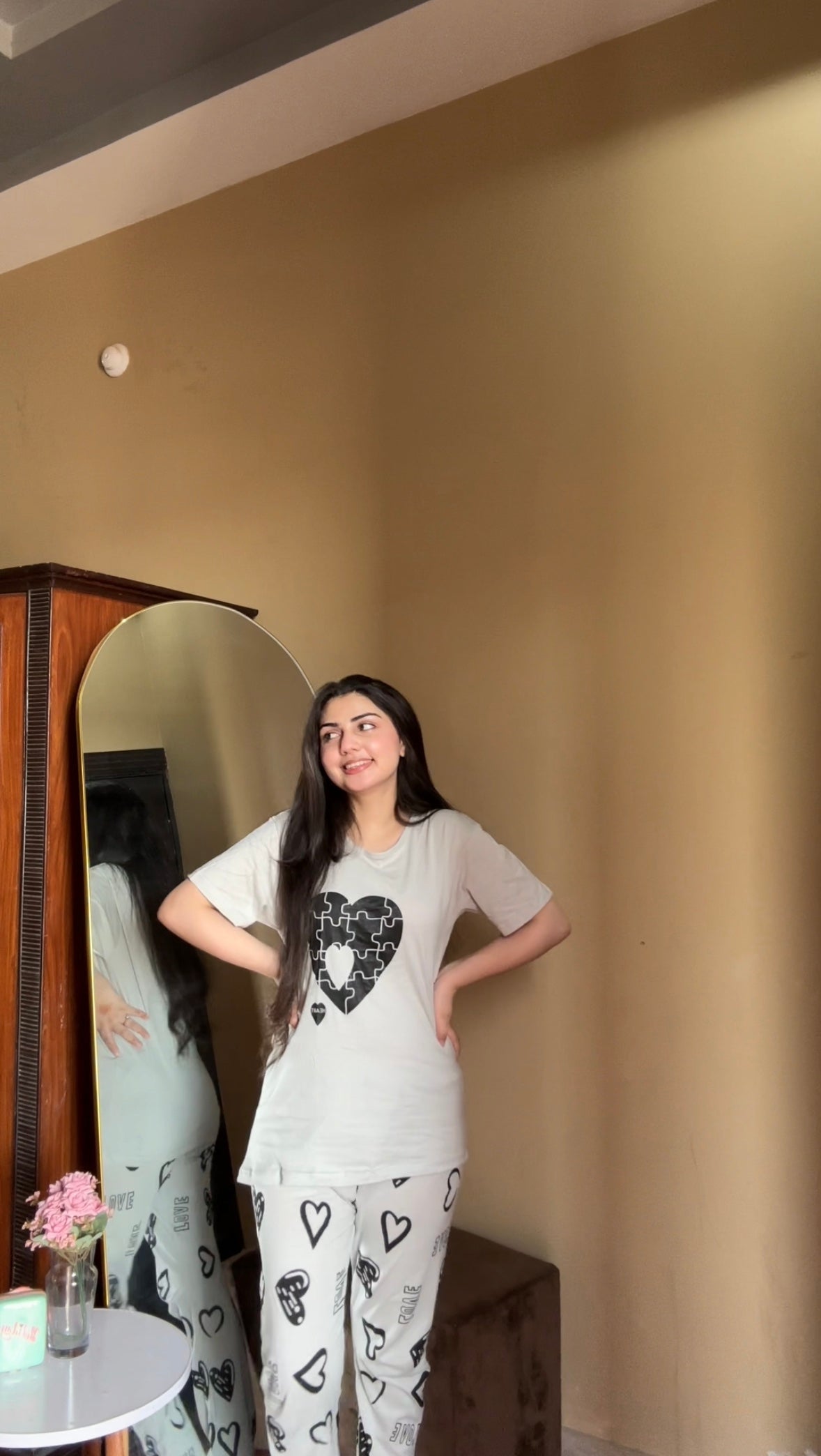 Skin Puzzle Heart Printed pj set