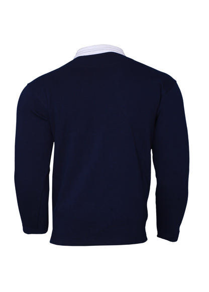 Navy blue with white multicolor Polo Collar Long Sleeves Sweatshirt