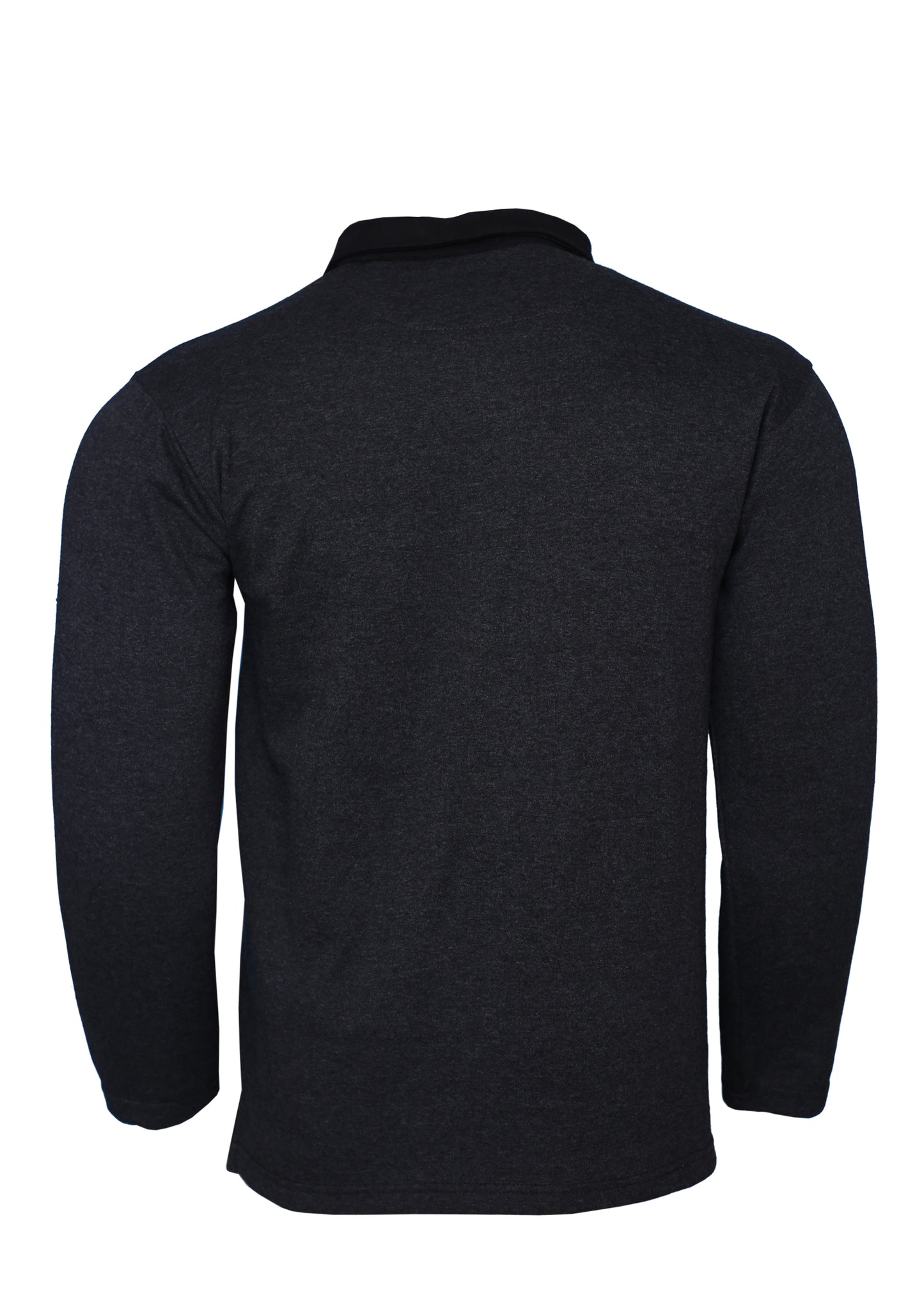 Charcoal with black multicolor Polo Collar Long Sleeves Sweatshirt