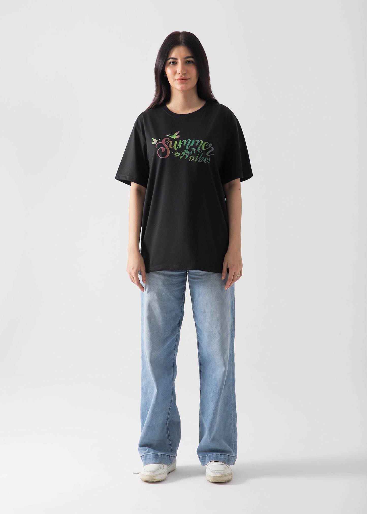 Summer Vibes  Printed T-Shirt - Black