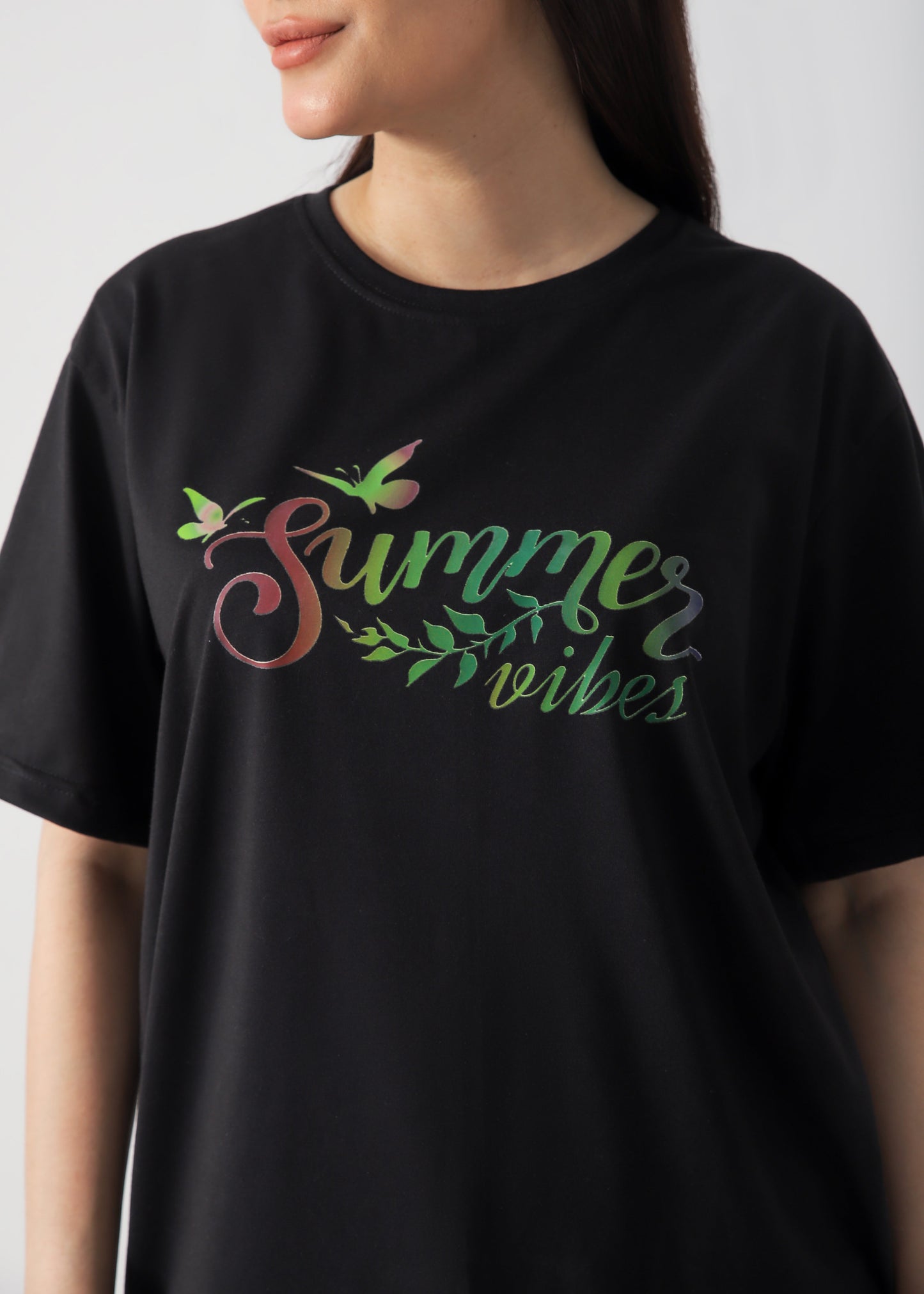 Summer Vibes  Printed T-Shirt - Black