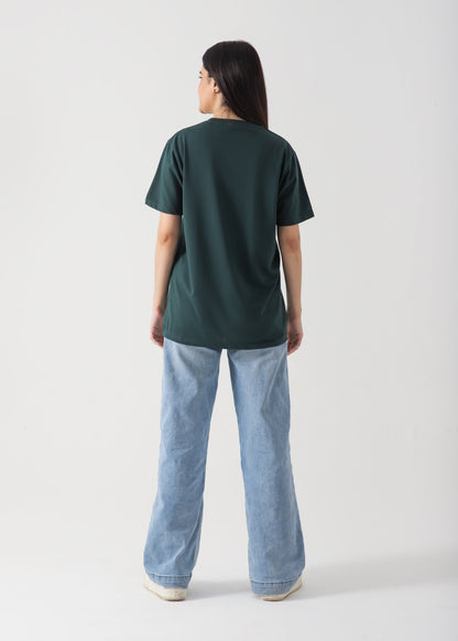 Wonders Printed T-Shirt -Bottle Green
