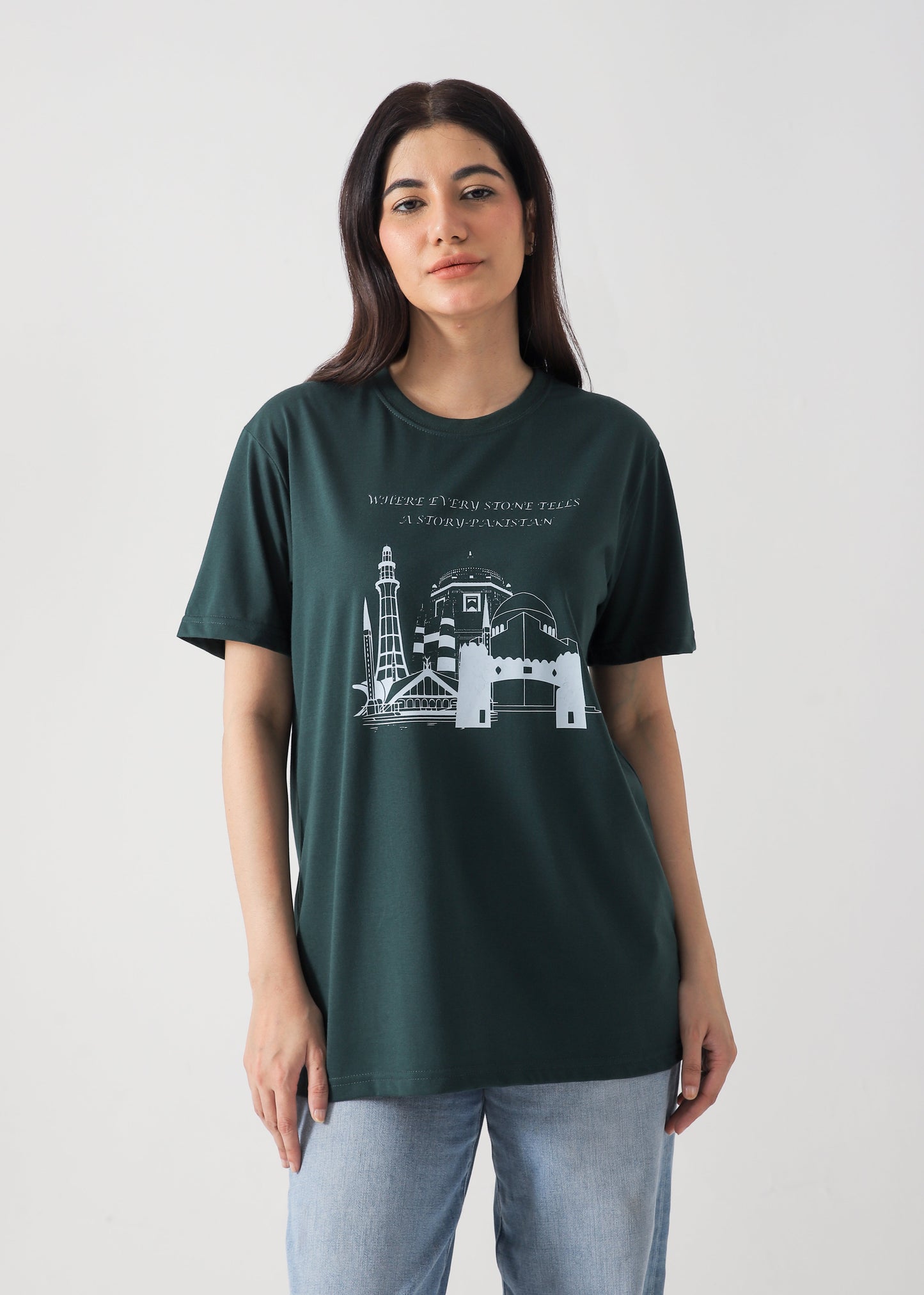 Wonders Printed T-Shirt -Bottle Green