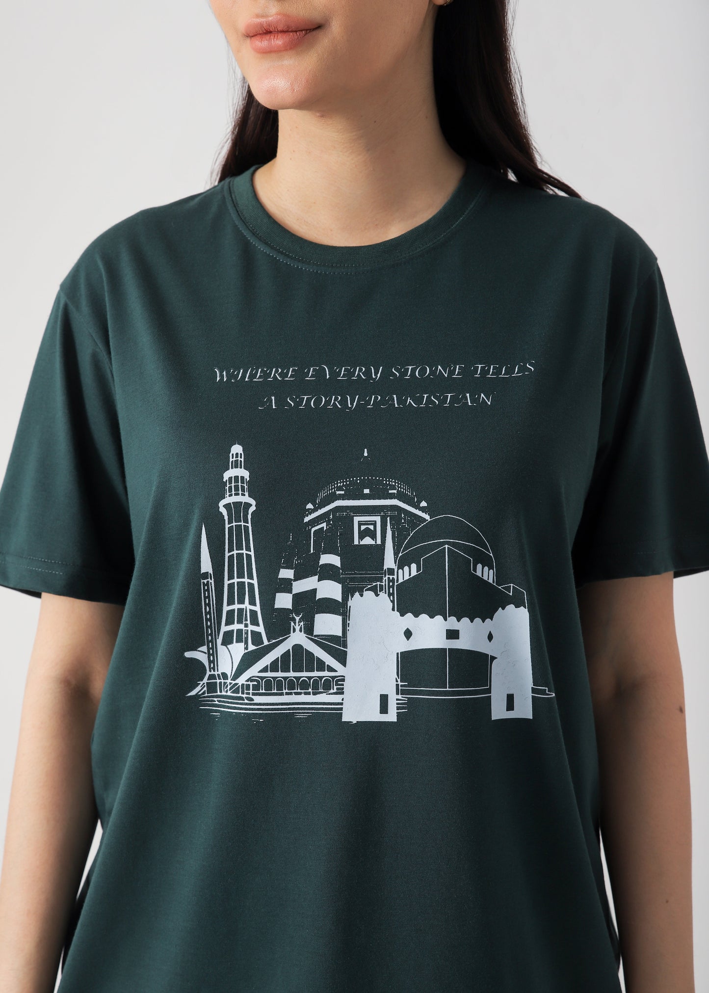 Wonders Printed T-Shirt -Bottle Green