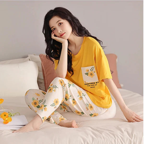 Pocket Flower Mustard Pj set