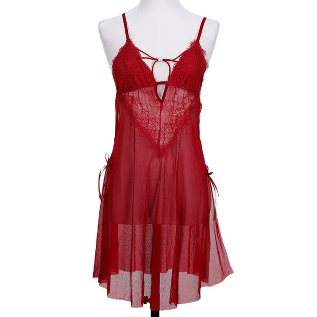 9T9 Maroon Vivian V Style Transparent Lingerie