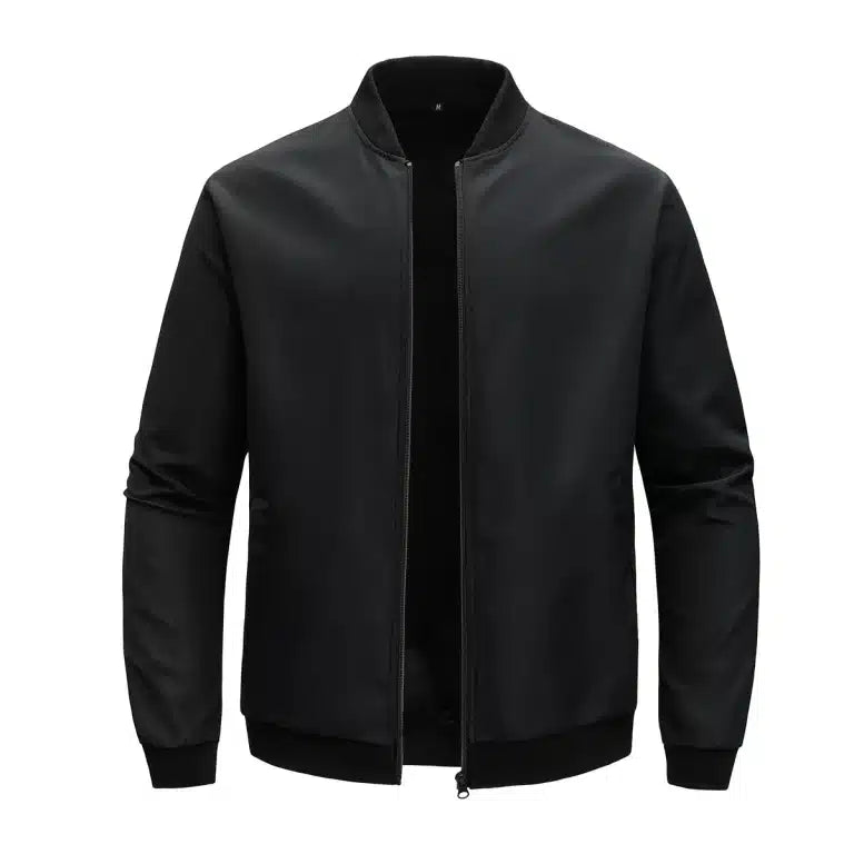 Black Bomber Style Winter Jacket For Men